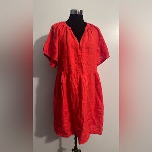 Velvet by Graham & Spencer,  Red 100% Linen Dress